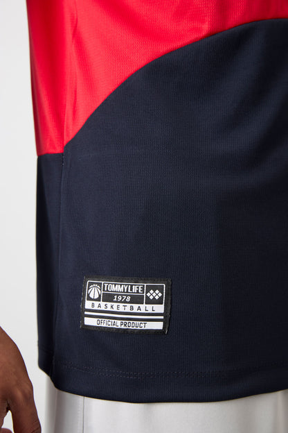 Navy Blue Polyester Breathable Textured Thin Flexible Standard Fit Men's Basketball Singlet - 88395