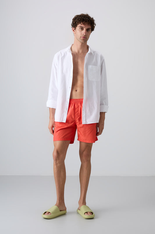 Orange Quick-Dry Standard Fit Men's Swim Shorts - 81237
