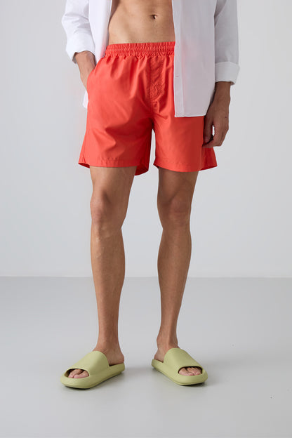 Orange Quick-Dry Standard Fit Men's Swim Shorts - 81237