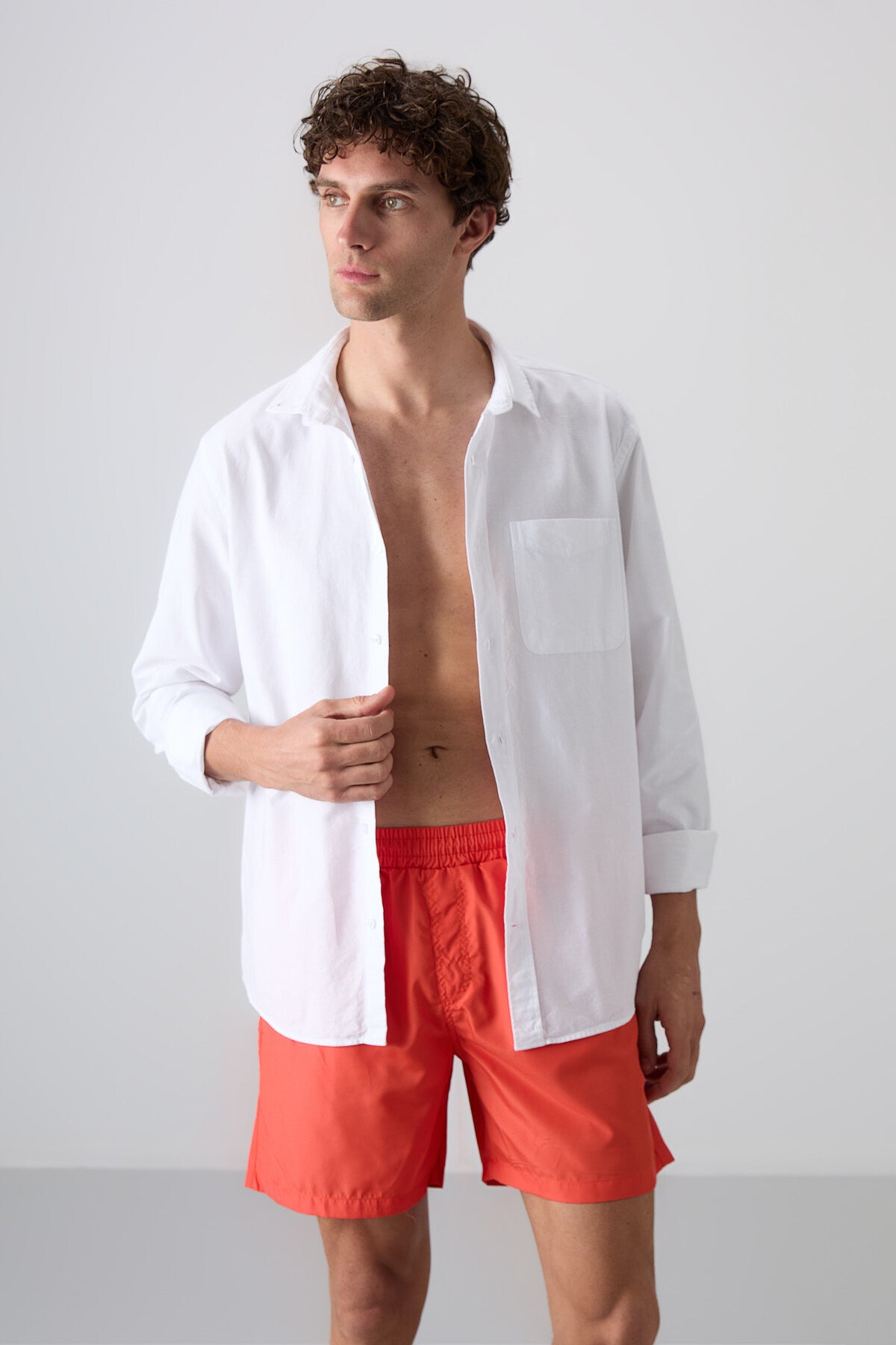 Orange Quick-Dry Standard Fit Men's Swim Shorts - 81237
