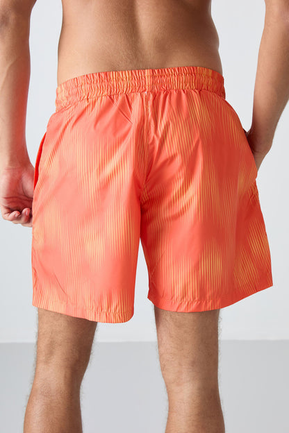 Orange Quick-Dry Standard Fit Men's Swim Shorts - 81267