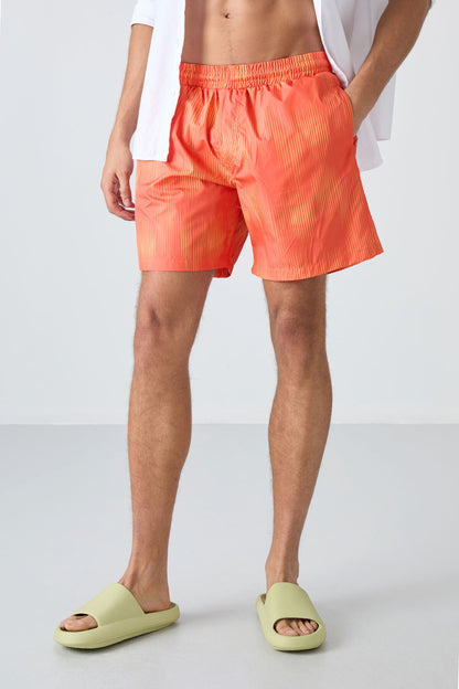 Orange Quick-Dry Standard Fit Men's Swim Shorts - 81267