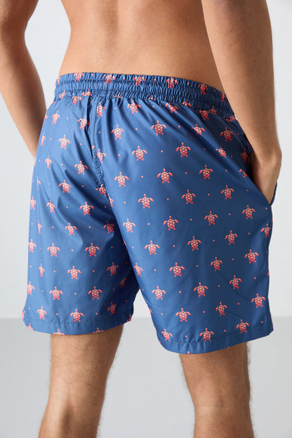 Caretta Patterned Quick-Drying Standard Fit Men's Swim Shorts - 81267