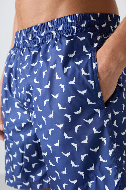 Fish Pattern Quick-Drying Standard Fit Men's Swim Trunks - 81267