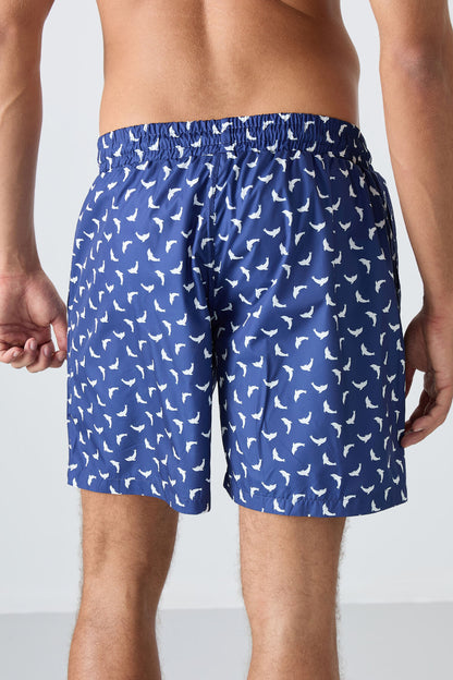 Fish Pattern Quick-Drying Standard Fit Men's Swim Trunks - 81267
