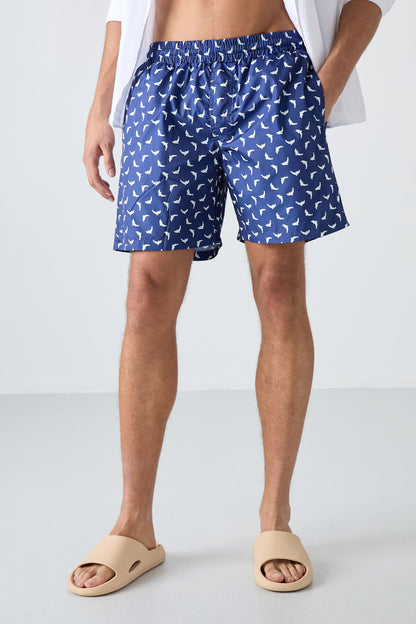 Fish Pattern Quick-Drying Standard Fit Men's Swim Trunks - 81267