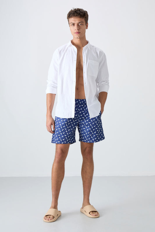 Fish Pattern Quick-Drying Standard Fit Men's Swim Trunks - 81267