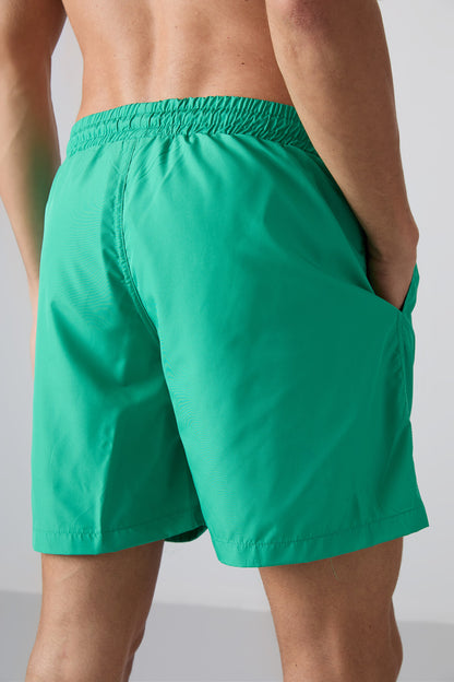 Green Quick-Dry Standard Fit Men's Swim Shorts - 81237