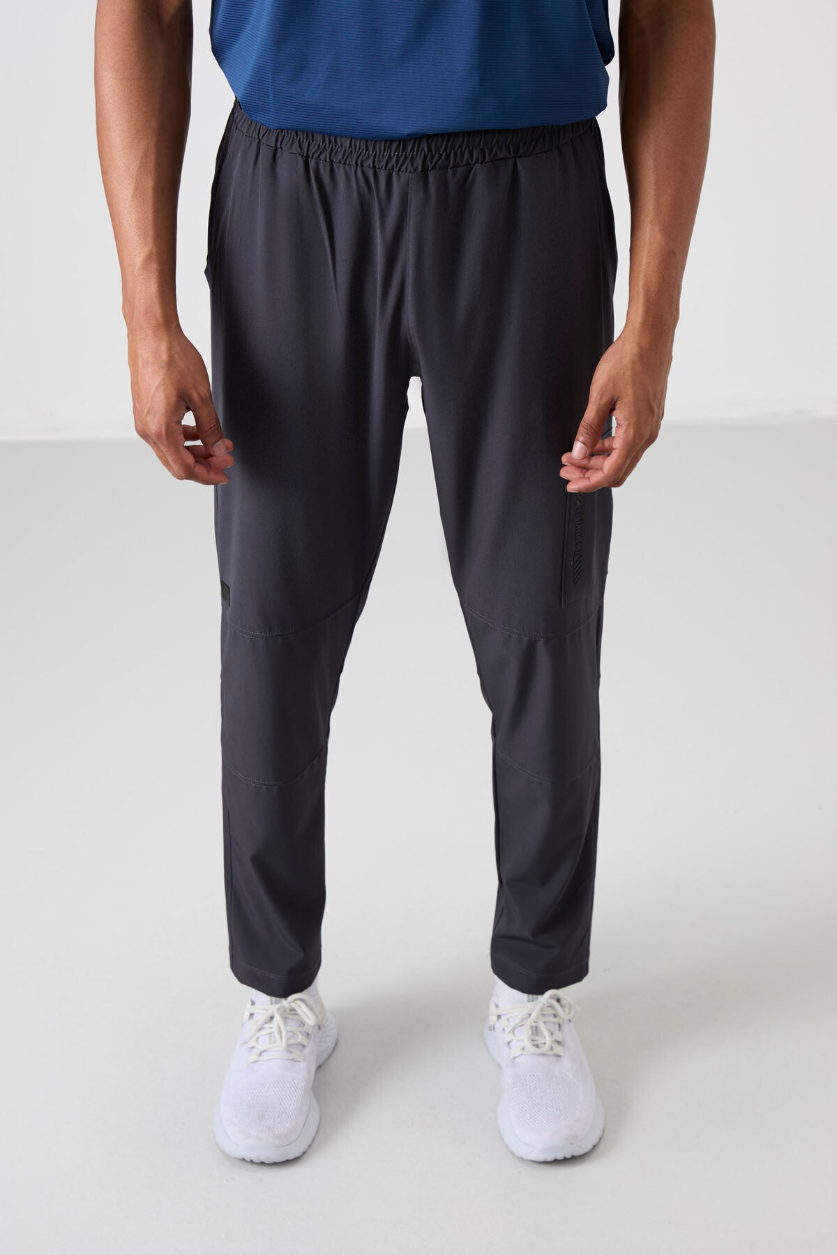 Anthracite Polyester Thin Soft Comfort Fit Men's Tracksuit Bottom - 82120