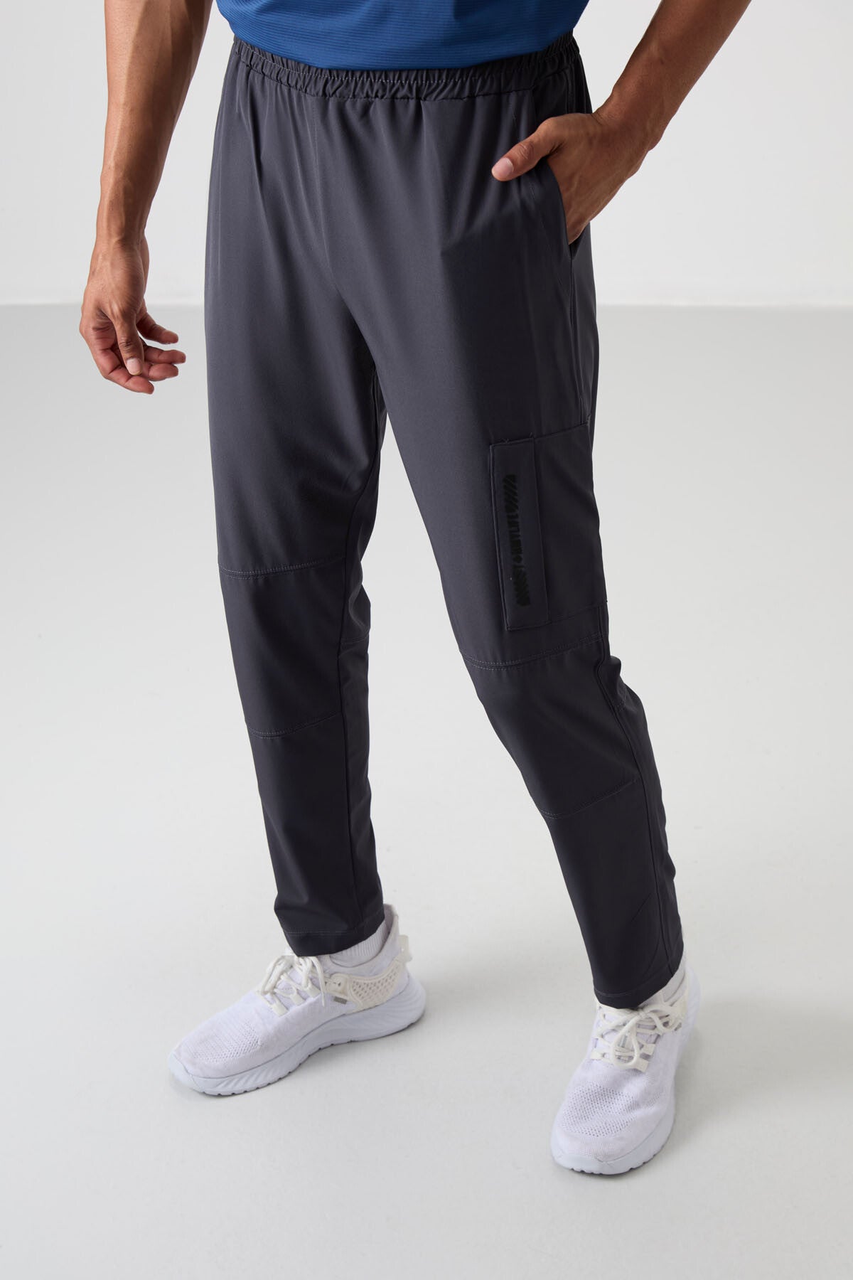 Anthracite Polyester Thin Soft Comfort Fit Men's Tracksuit Bottom - 82120