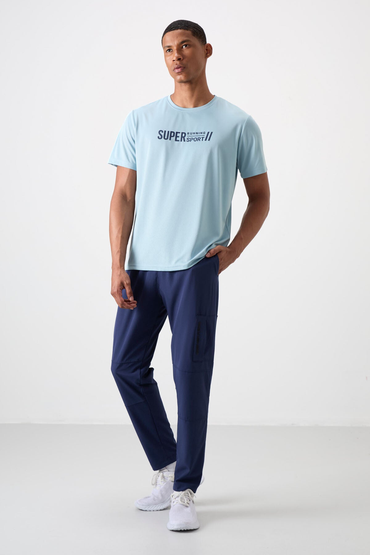 Indigo Polyester Thin Soft Comfort Fit Men's Tracksuit Bottom - 82120