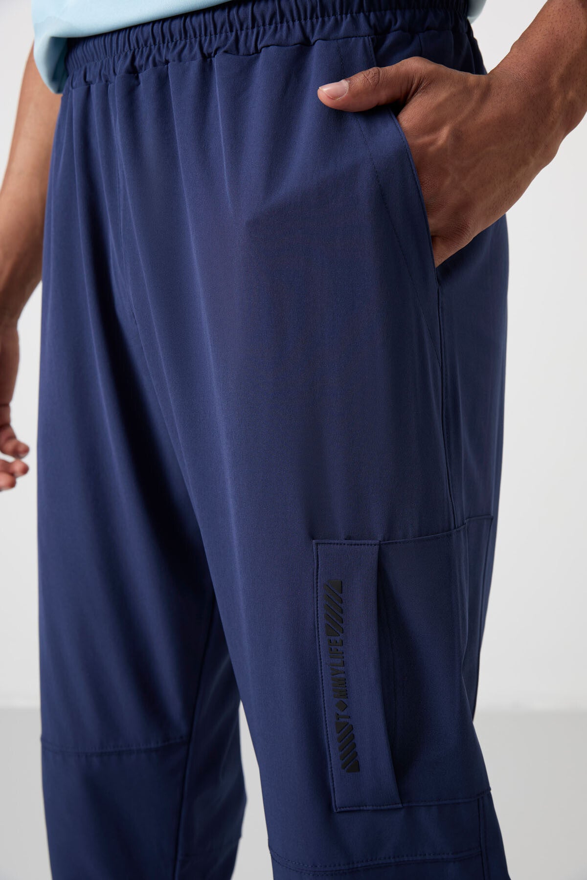 Indigo Polyester Thin Soft Comfort Fit Men's Tracksuit Bottom - 82120