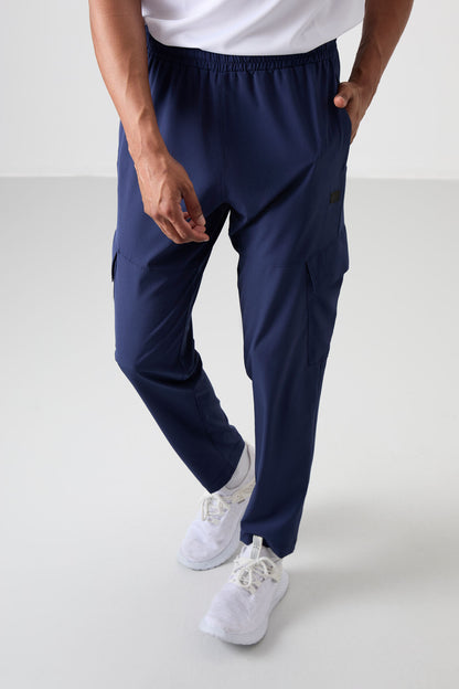 Indigo Polyester Thin Soft Comfort Fit Men's Tracksuit Bottom - 82121