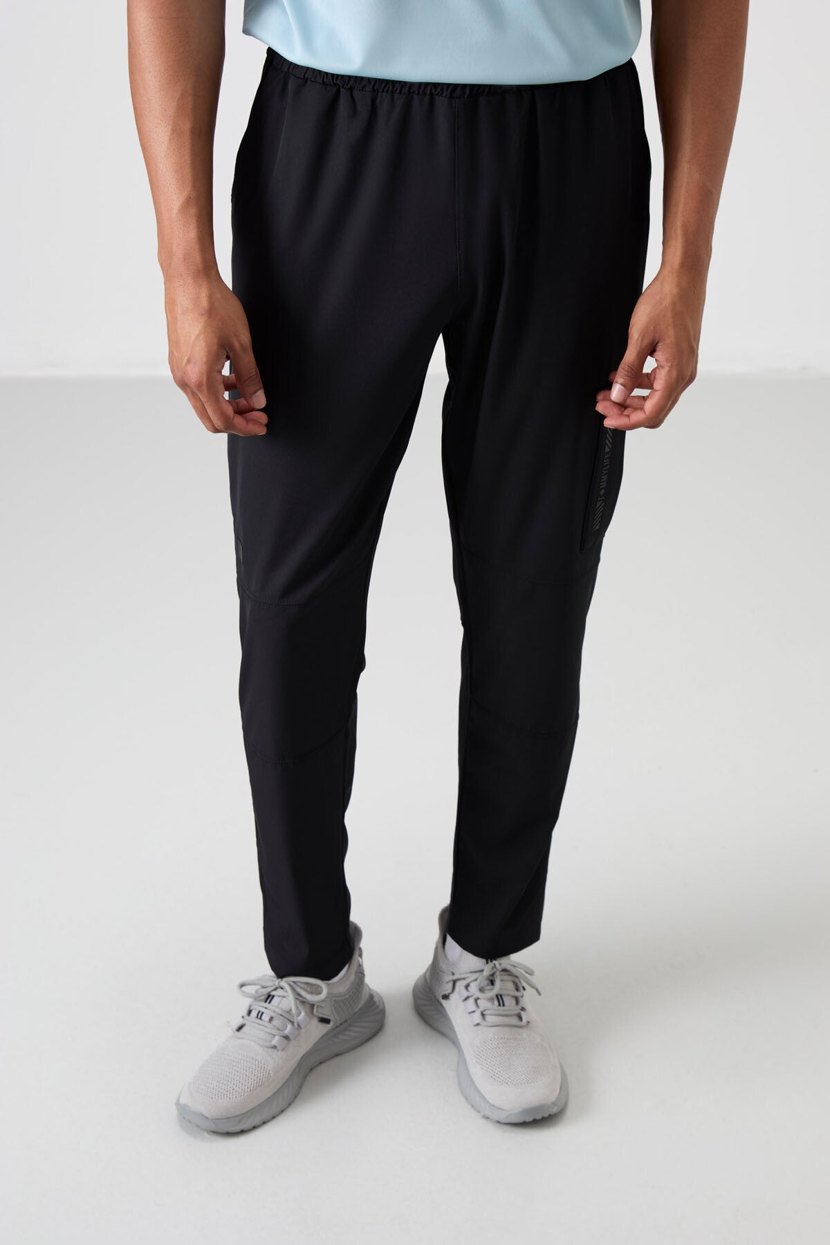 Black Polyester Thin Soft Comfort Fit Men's Tracksuit Bottom - 82120