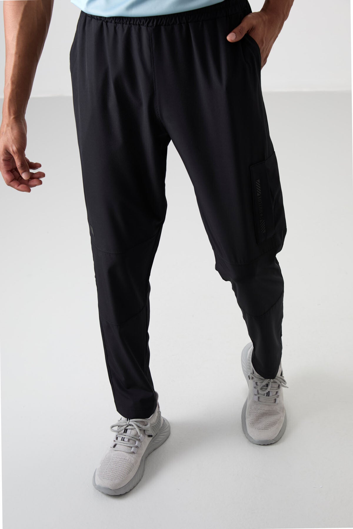 Black Polyester Thin Soft Comfort Fit Men's Tracksuit Bottom - 82120