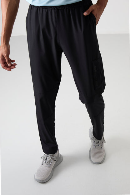 Black Polyester Thin Soft Comfort Fit Men's Tracksuit Bottom - 82120