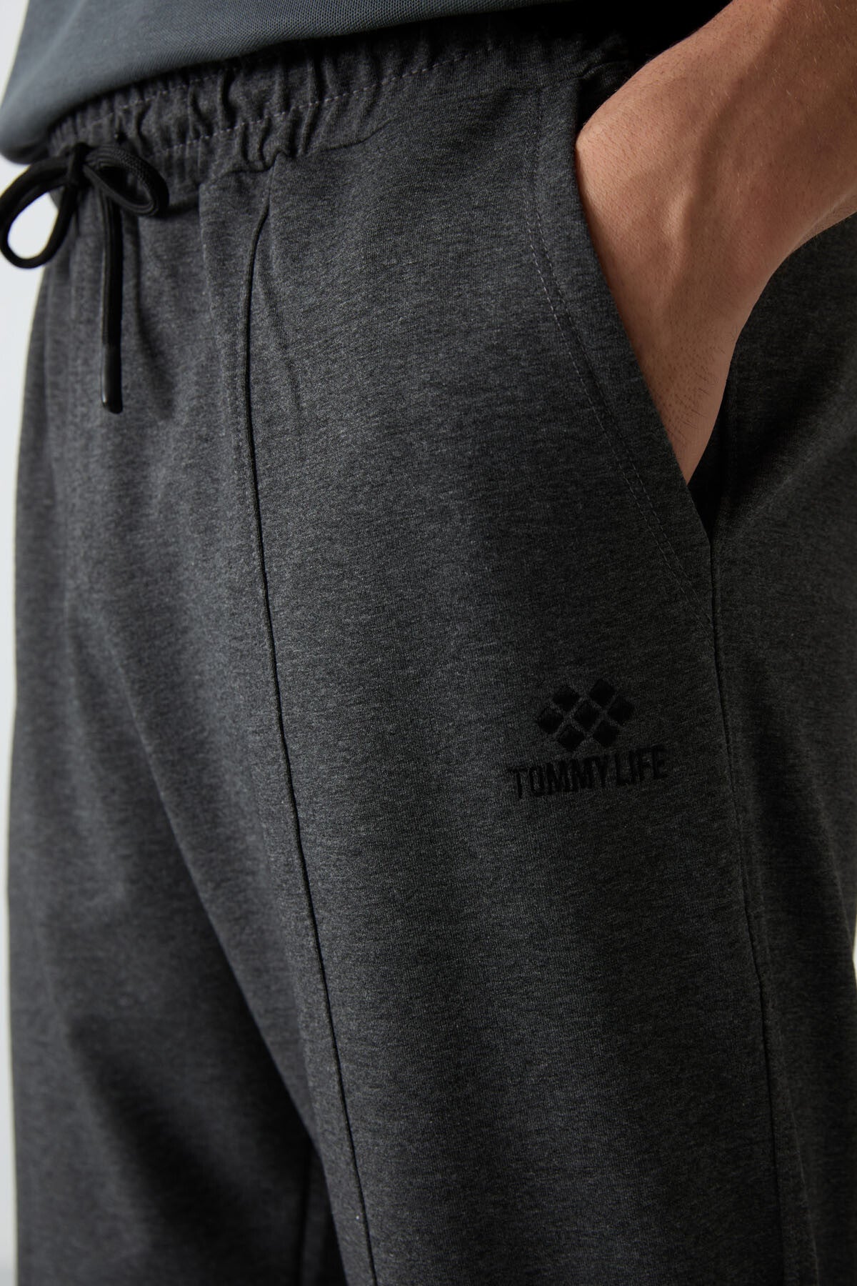 Melange Cotton Soft Textured Comfort Fit Embroidered Men's Jogger - 82123