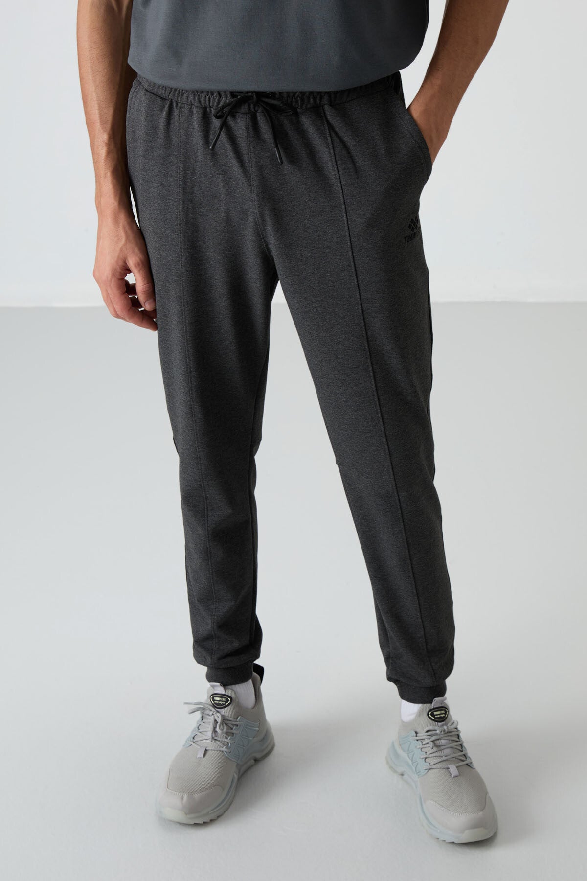 Melange Cotton Soft Textured Comfort Fit Embroidered Men's Jogger - 82123