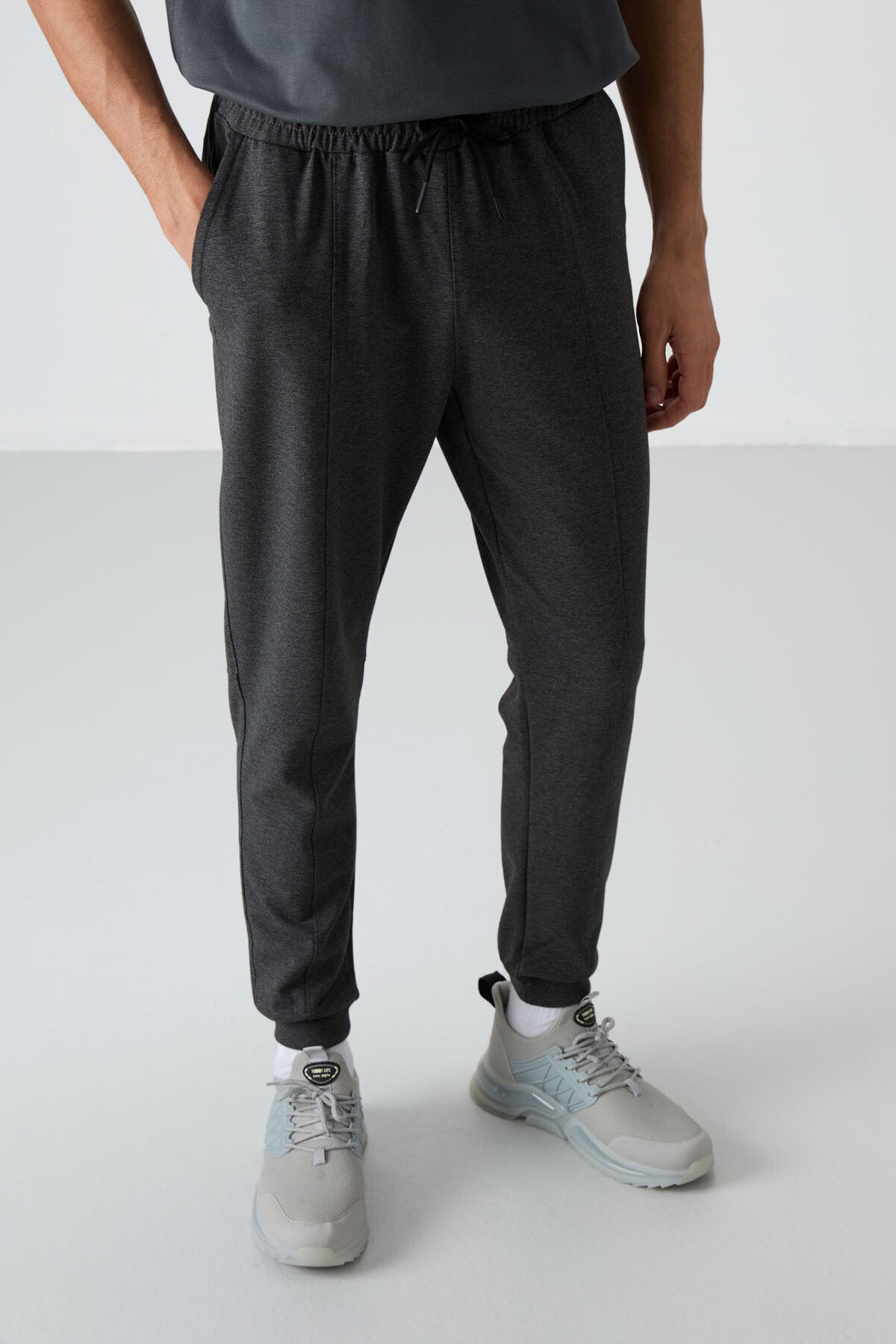 Melange Cotton Soft Textured Comfort Fit Embroidered Men's Jogger - 82123