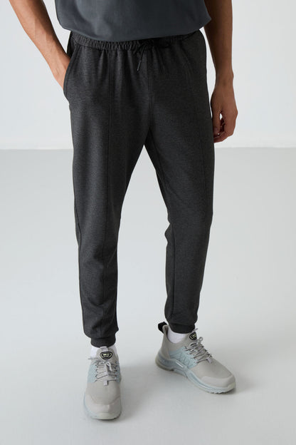 Melange Cotton Soft Textured Comfort Fit Embroidered Men's Jogger - 82123