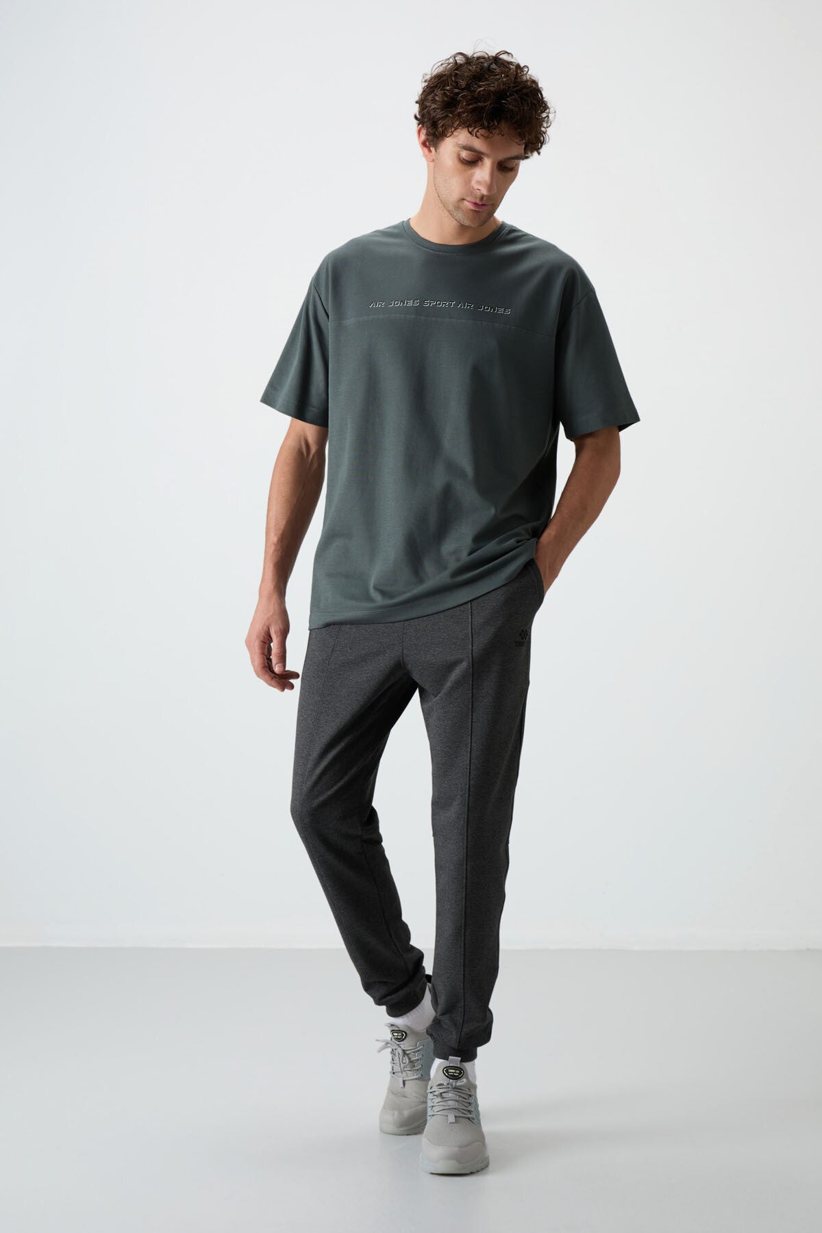 Melange Cotton Soft Textured Comfort Fit Embroidered Men's Jogger - 82123