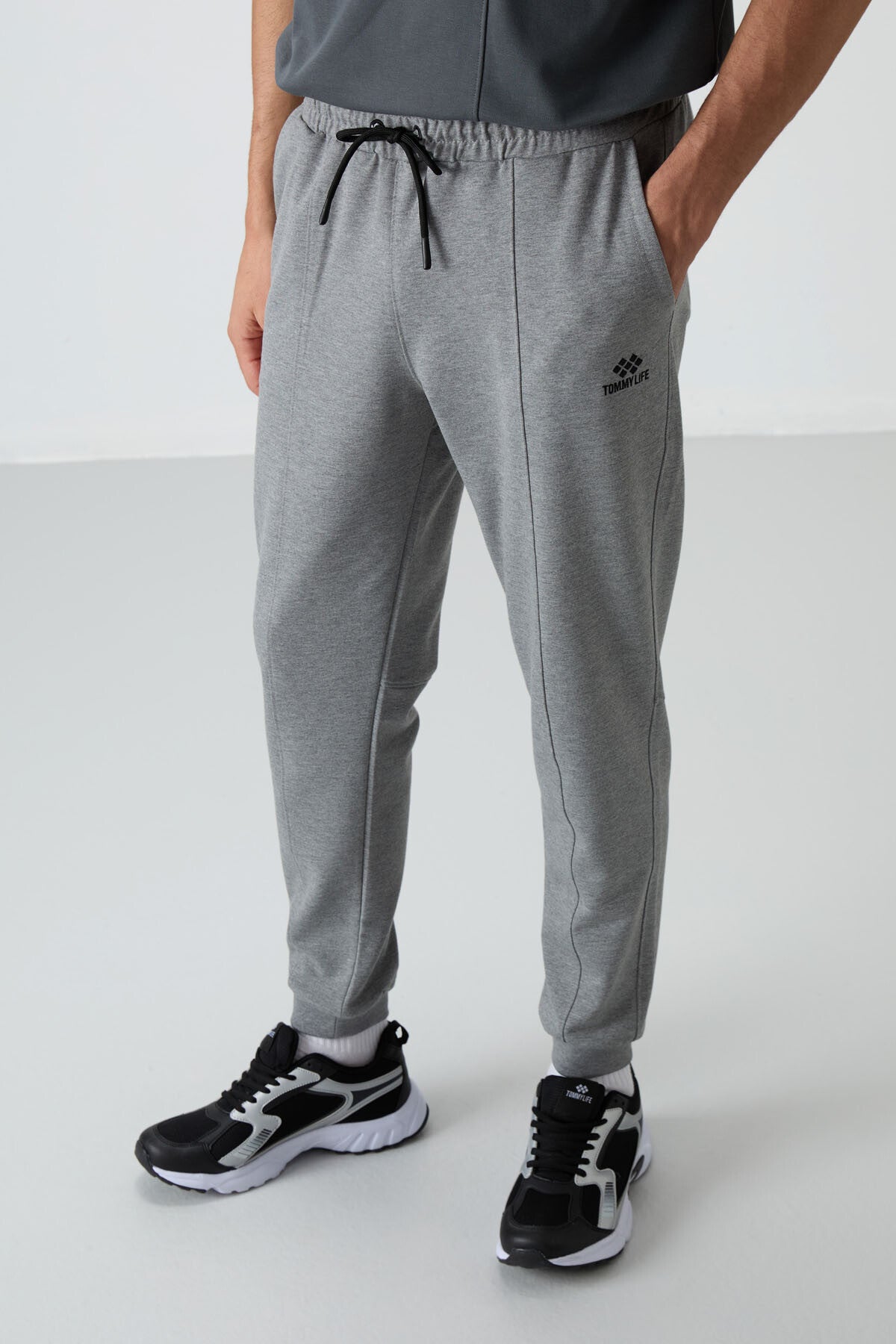 Grey Melange Cotton Soft Textured Comfort Fit Embroidered Men's Jogger - 82123
