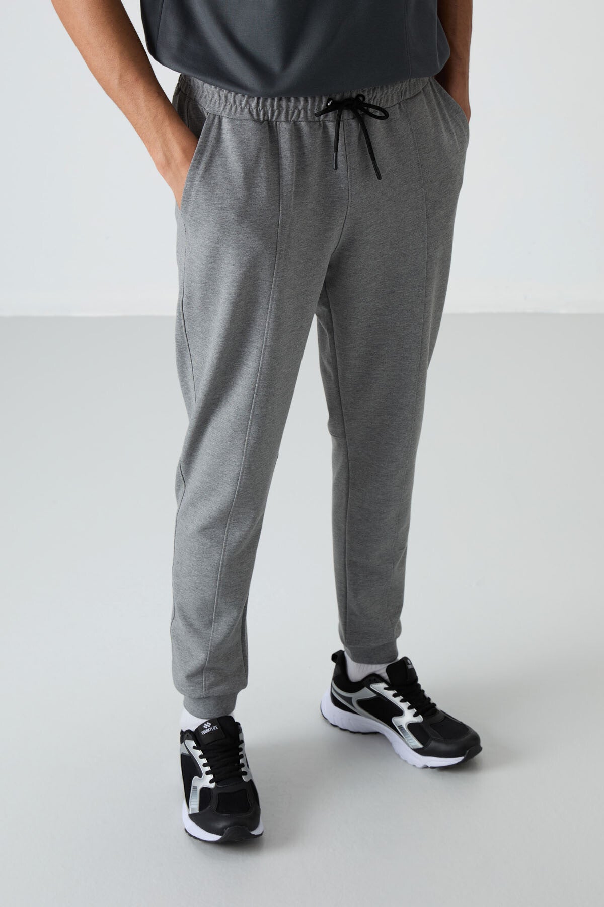 Grey Melange Cotton Soft Textured Comfort Fit Embroidered Men's Jogger - 82123