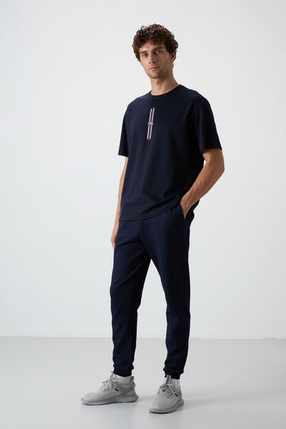 Indigo Cotton Soft Textured Comfort Fit Embroidered Men's Jogger - 82123