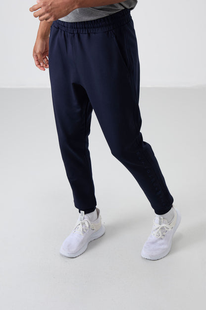 Indigo Cotton Soft Textured Standard Fit Embroidered Men's Tracksuit Bottom - 82133