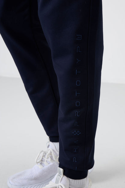 Indigo Cotton Soft Textured Standard Fit Embroidered Men's Tracksuit Bottom - 82133