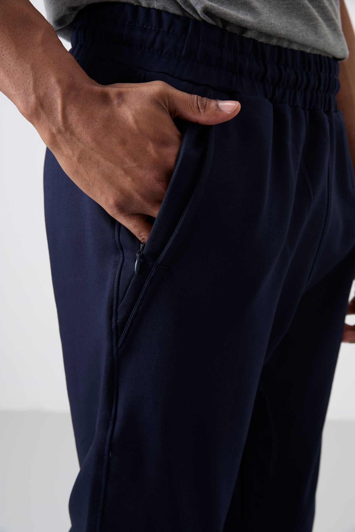 Indigo Cotton Soft Textured Standard Fit Embroidered Men's Tracksuit Bottom - 82133