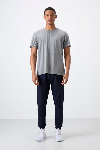 Indigo Cotton Soft Textured Standard Fit Embroidered Men's Tracksuit Bottom - 82133