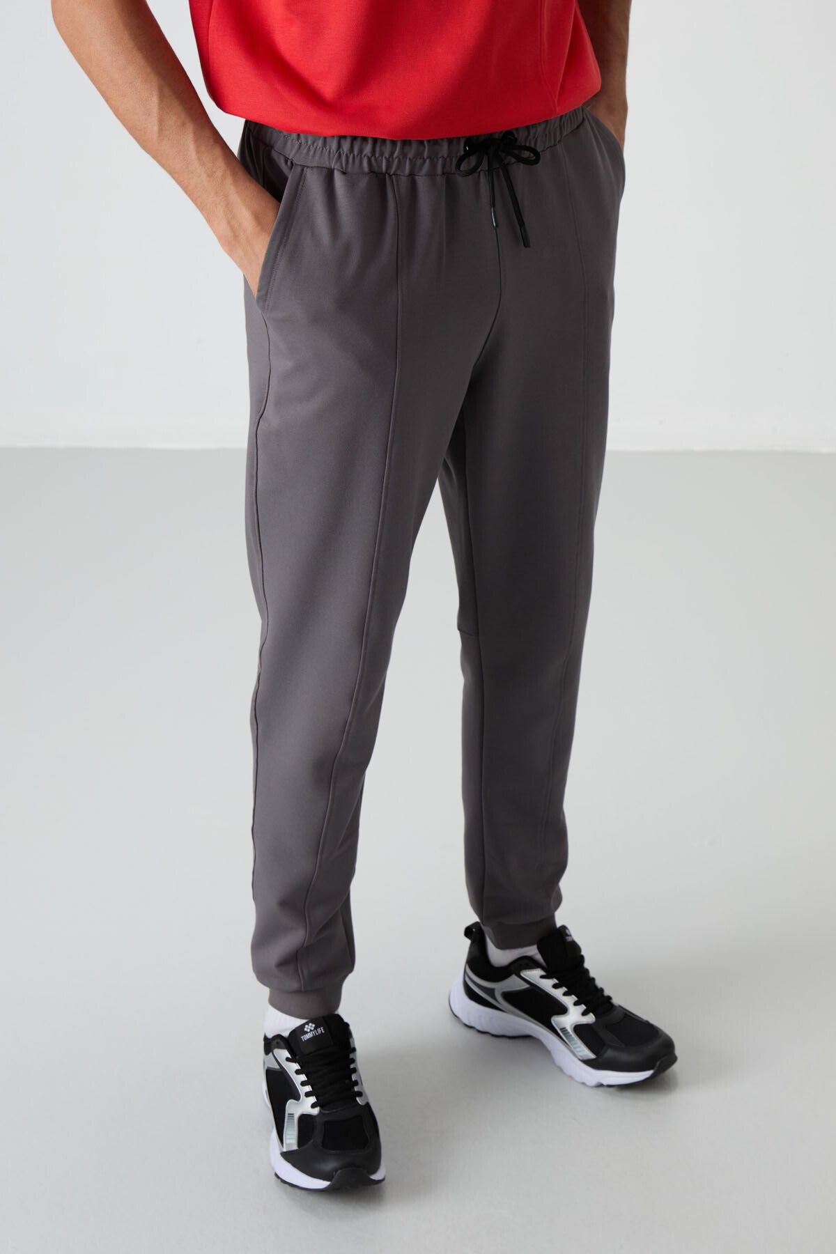 Dark Grey Cotton Soft Textured Comfort Fit Embroidered Men's Jogger - 82123
