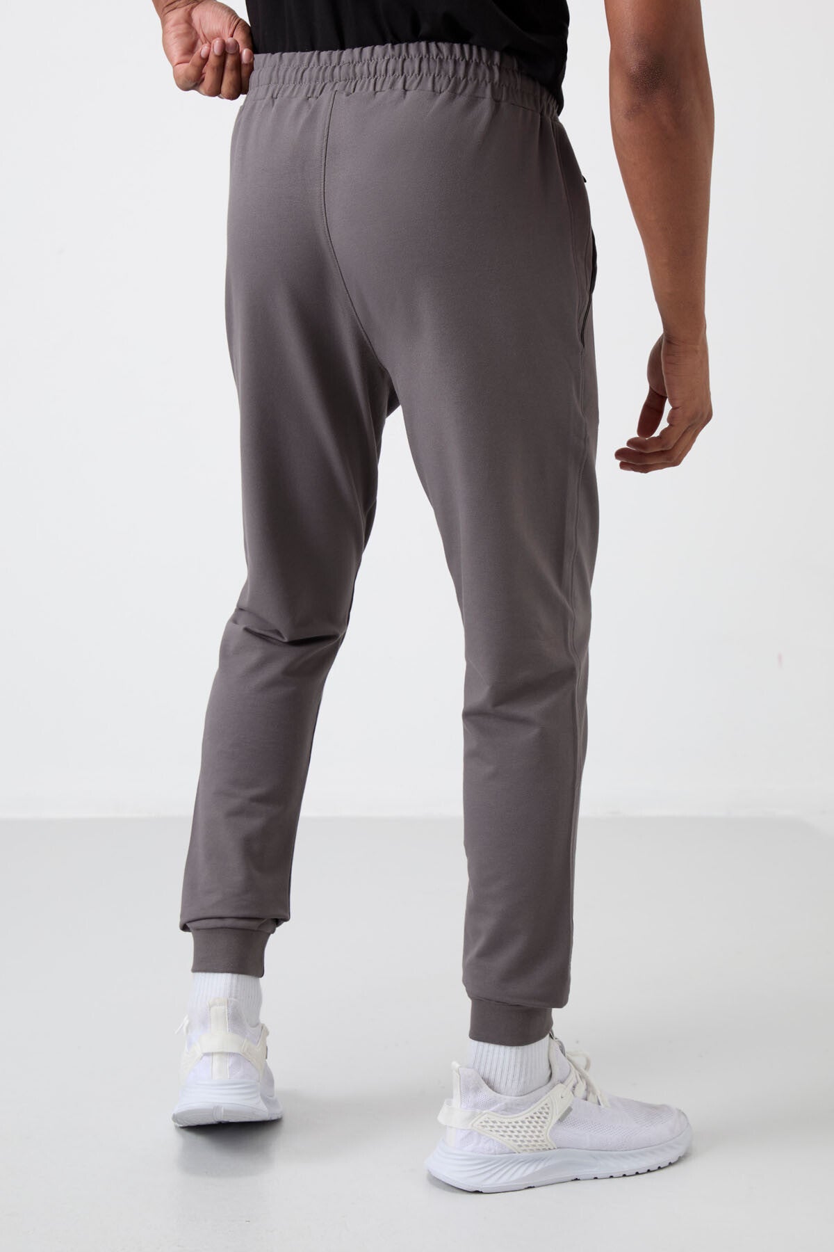 Dark Grey Cotton Soft Textured Standard Fit Embroidered Men's Tracksuit Bottom - 82133