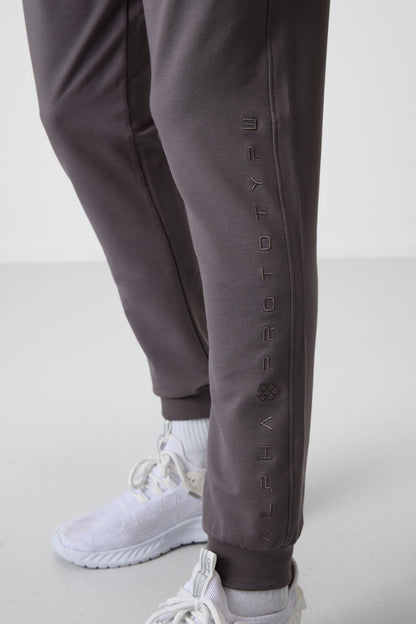 Dark Grey Cotton Soft Textured Standard Fit Embroidered Men's Tracksuit Bottom - 82133