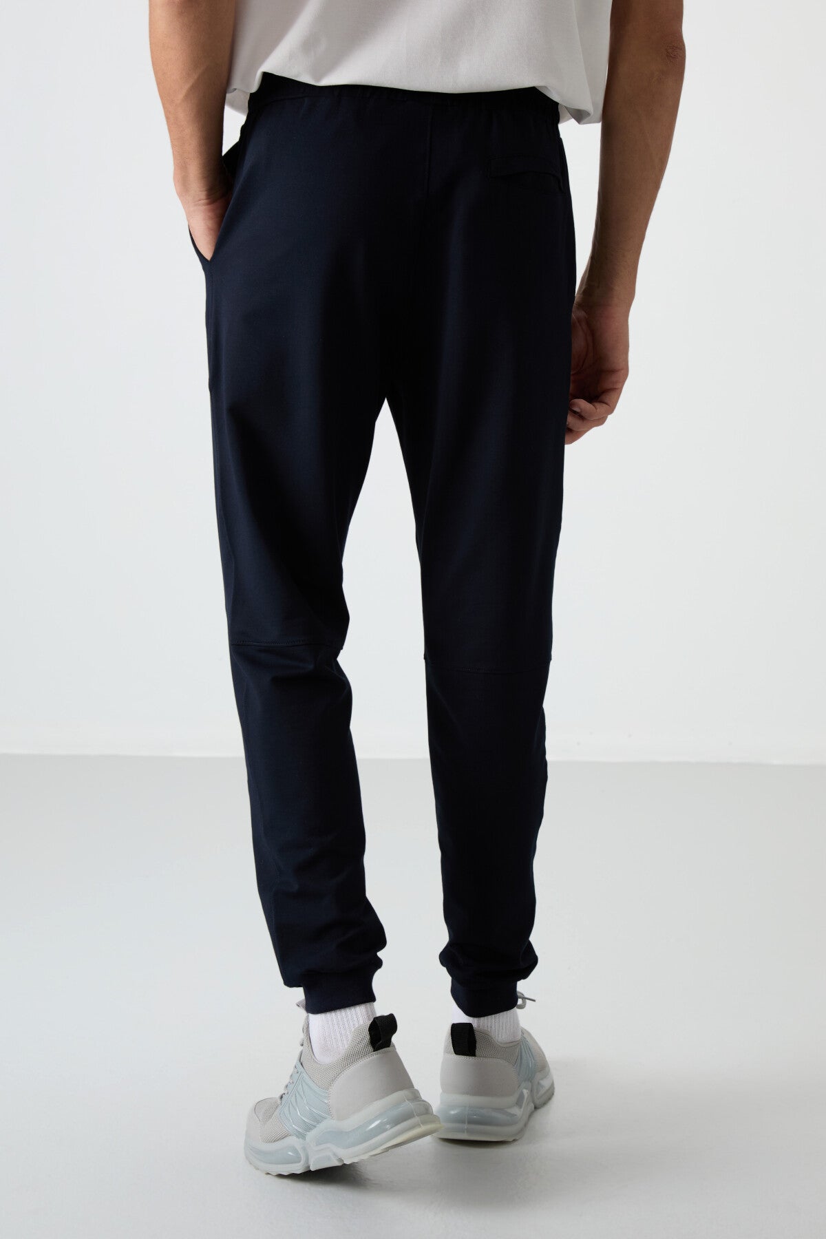 Navy Blue Cotton Soft Textured Comfort Fit Embroidered Men's Jogger - 82123