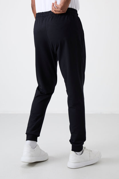 Navy Blue Cotton Soft Textured Standard Fit Embroidered Men's Tracksuit Bottom - 82133