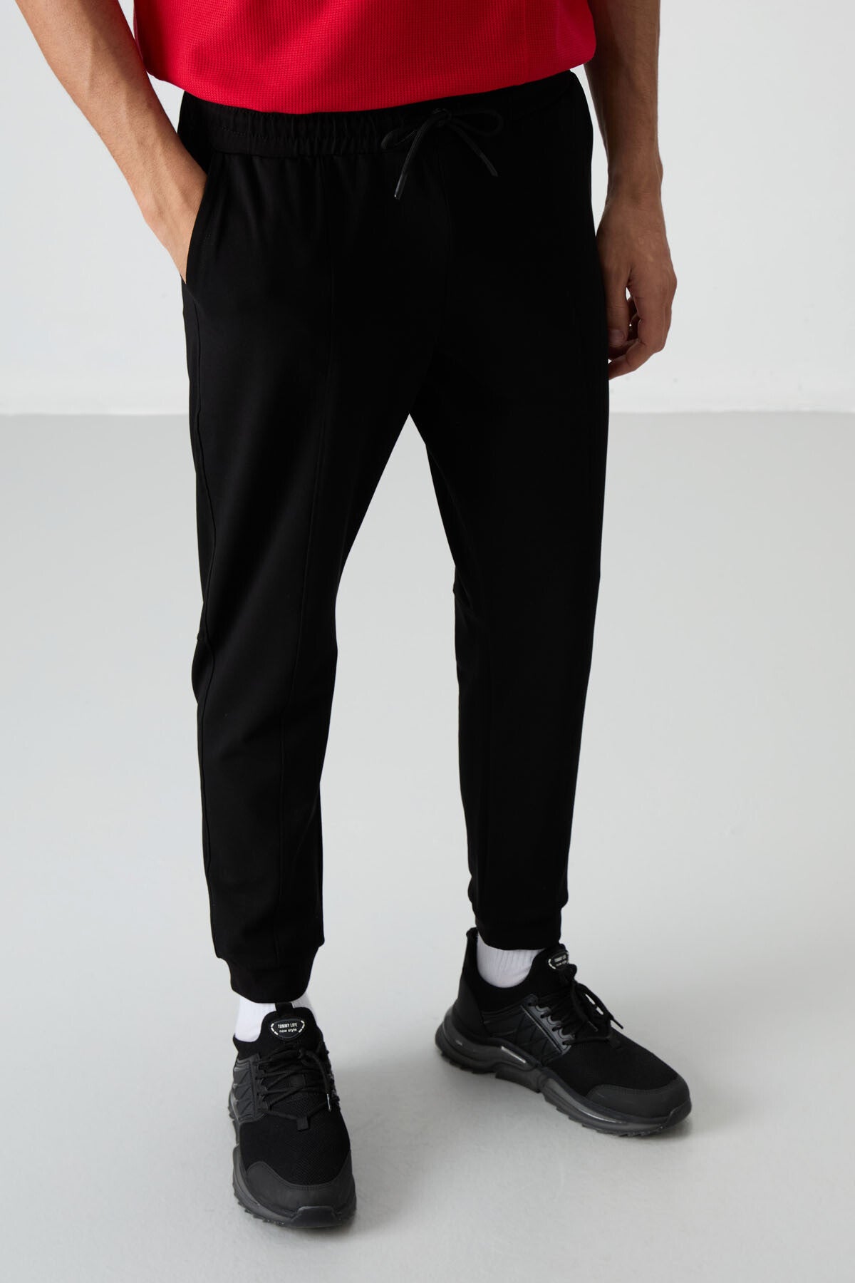 Black Cotton Soft Textured Comfort Fit Embroidered Men's Jogger - 82123