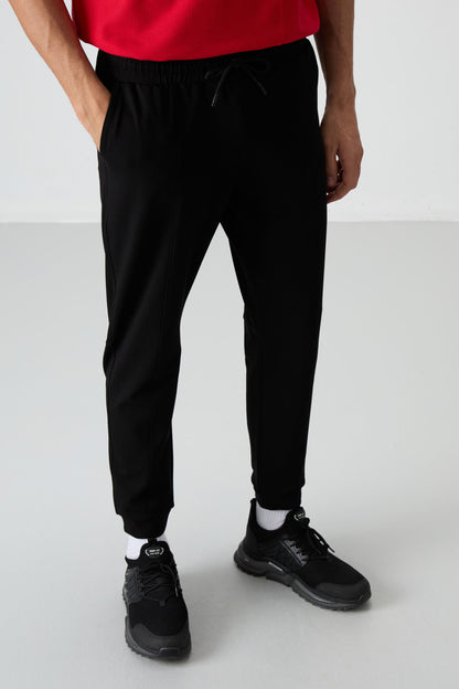 Black Cotton Soft Textured Comfort Fit Embroidered Men's Jogger - 82123