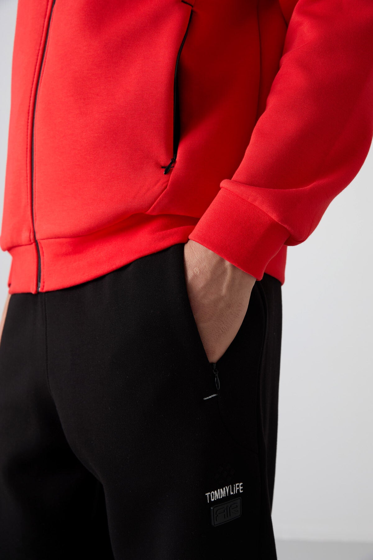 Fiesta - Black Cotton Thick Soft Textured Comfort Fit Printed Men's Tracksuit Set - 85236