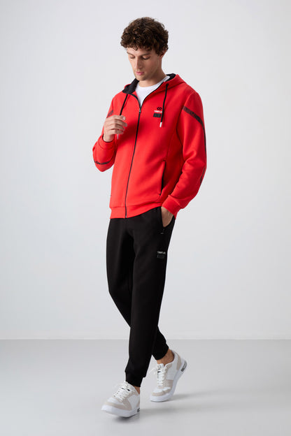 Fiesta - Black Cotton Thick Soft Textured Comfort Fit Printed Men's Tracksuit Set - 85236