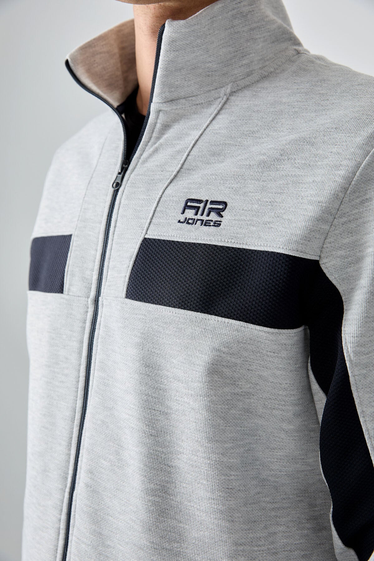 Textured Gray Surface Standard Fit Embroidered Men's Tracksuit Set - 85248