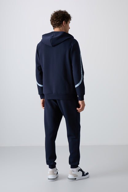 Indigo Cotton Thick Soft Textured Comfort Fit Printed Men's Tracksuit Set - 85236