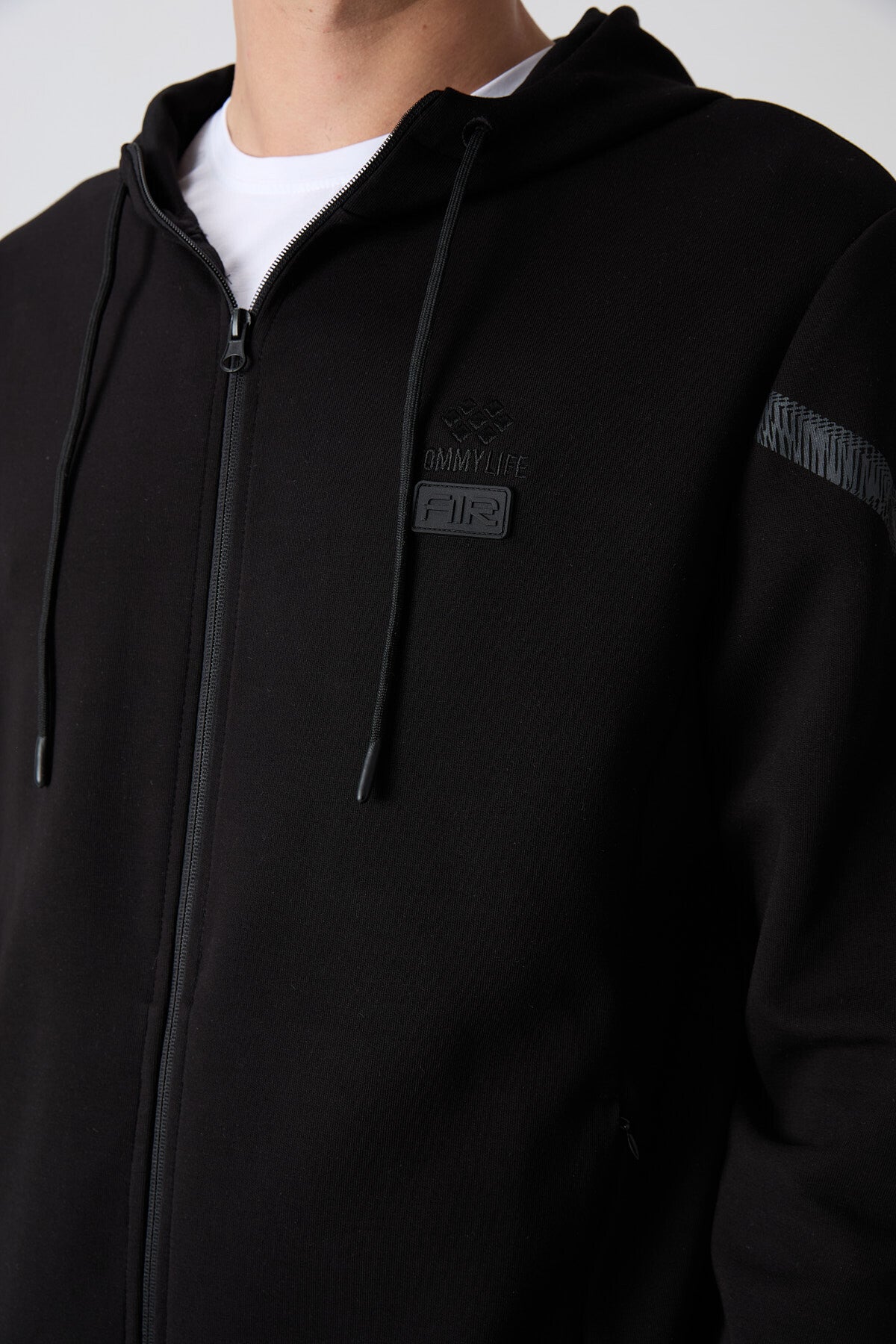 Black Cotton Thick Soft Textured Comfort Fit Printed Men's Tracksuit Set - 85236