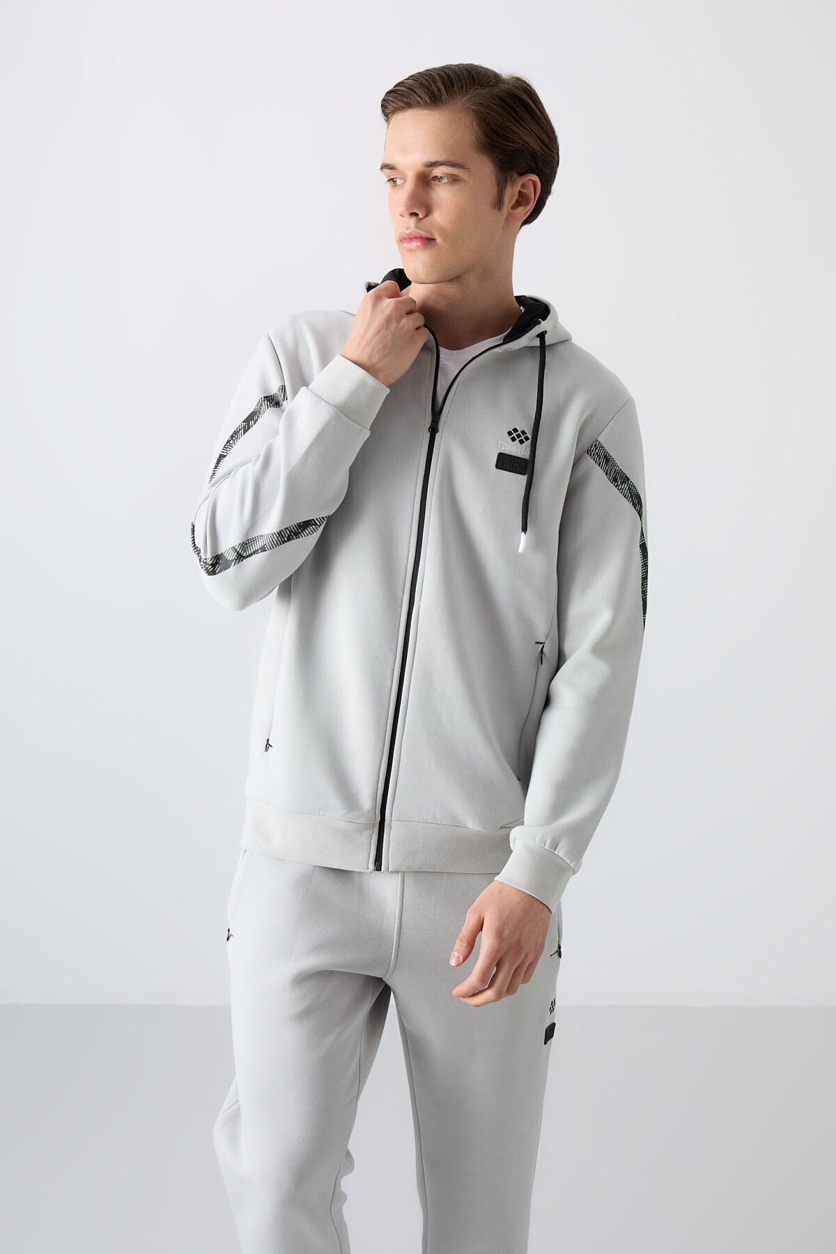 Stone Cotton Thick Soft Textured Comfort Fit Printed Men's Tracksuit Set - 85236