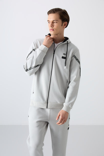 Stone Cotton Thick Soft Textured Comfort Fit Printed Men's Tracksuit Set - 85236