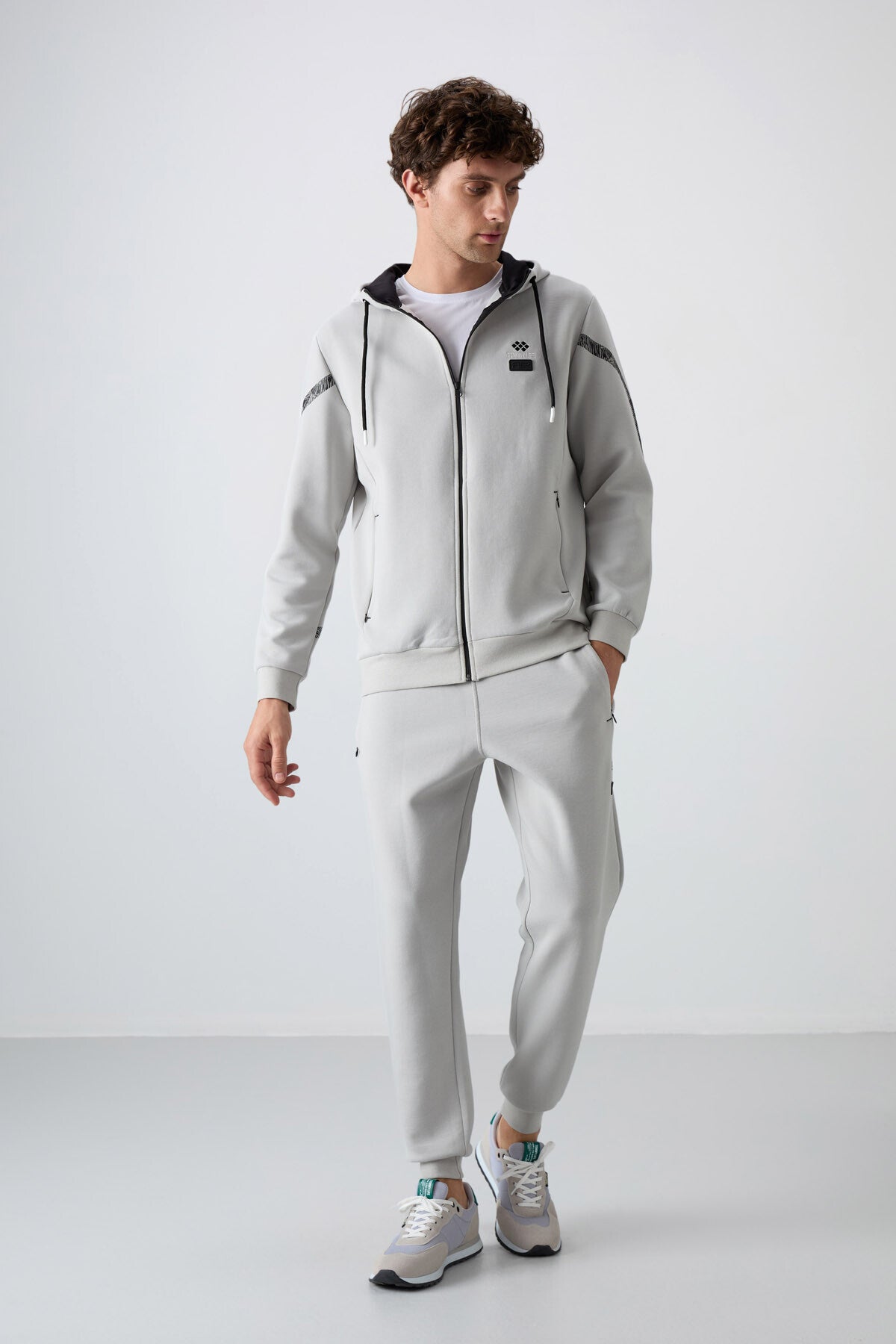 Stone Cotton Thick Soft Textured Comfort Fit Printed Men's Tracksuit Set - 85236