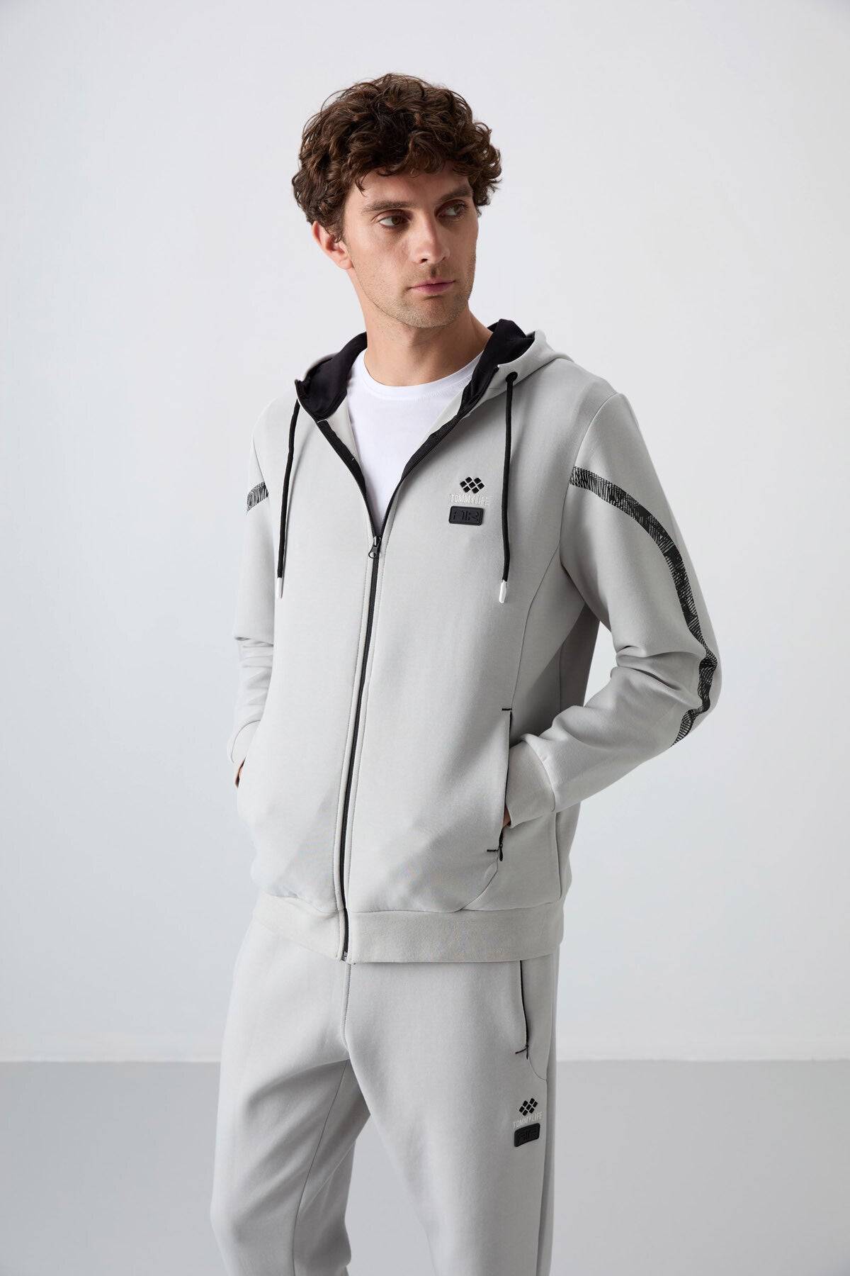 Stone Cotton Thick Soft Textured Comfort Fit Printed Men's Tracksuit Set - 85236