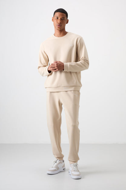 Cotton Thick Soft Textured Comfort Fit Embroidered Men's Tracksuit Set - 85254