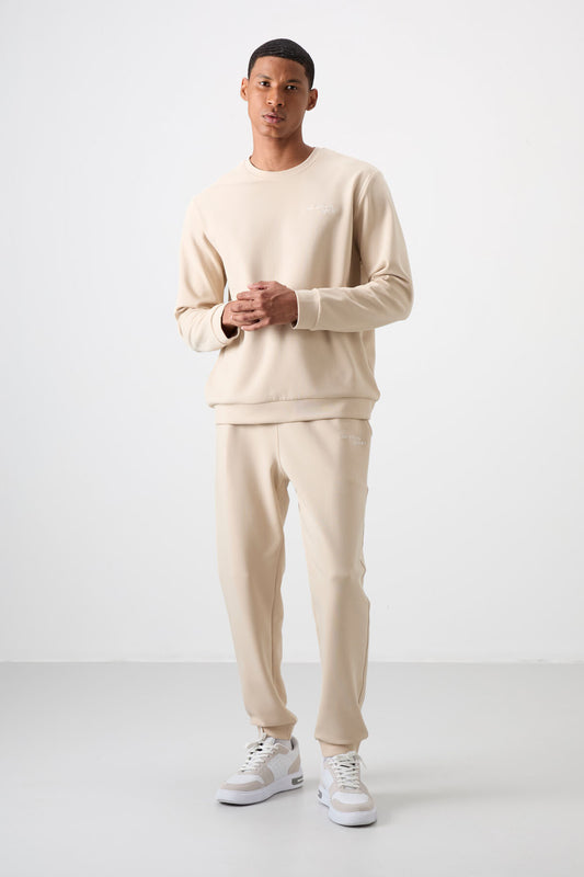 Cotton Thick Soft Textured Comfort Fit Embroidered Men's Tracksuit Set - 85254
